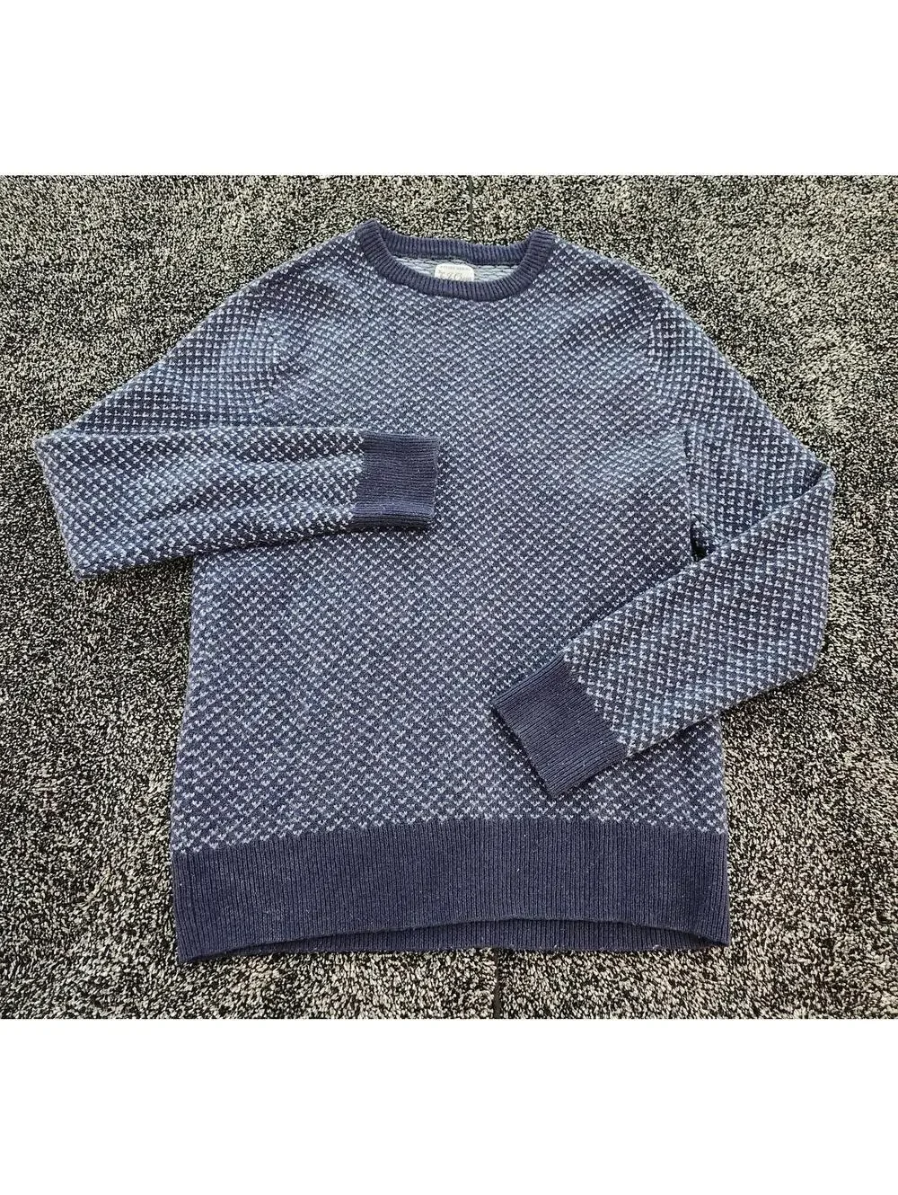 J.CREW Rugged Merino Blend Birdseye Sweater Mens Medium Crewneck Pullover Blue